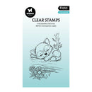 Clear stamps packaging with a sleeping fox design on a light blue background