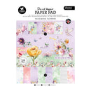 Floral design paper pad with various floral patterns on a white background
