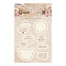 Packaging of bear-themed gift bag tags with decorative text and illustrations.