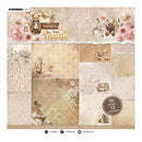 Collection of vintage-style paper sheets with teddy bears and floral designs, featuring 'Studio Light' branding.