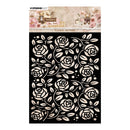 Stencil with floral pattern on a black background, brand 'Studio Light' visible.