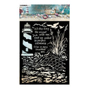 Decorative metal die cut with lighthouse, birds, and text on a white background