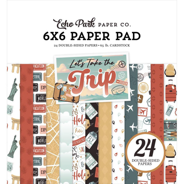 Echo Park Double-Sided Paper Pad 6"X6" 24/Pkg Let's Take The Trip*