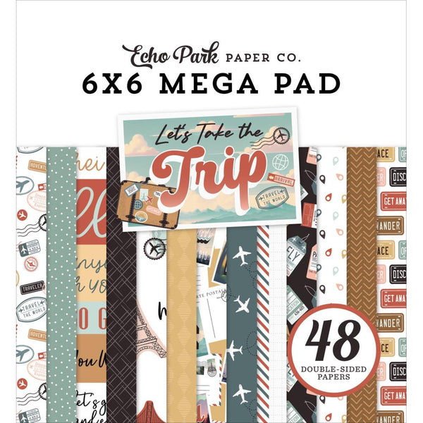 Echo Park Double-Sided Mega Paper Pad 6"x6" 48/Pkg Let's Take The Trip Cardmakers*