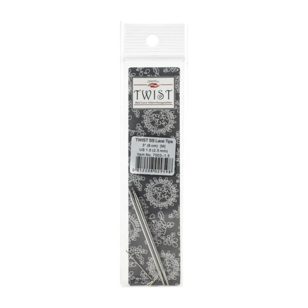 ChiaoGoo TWIST Stainless Steel Lace Tips - 3" (8 cm) [M] US 1.5 (2.5mm)