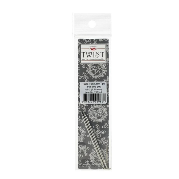 ChiaoGoo TWIST Stainless Steel Lace Tips - 3" (8 cm) [M] US 2 (2.75mm)