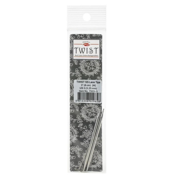 ChiaoGoo TWIST Stainless Steel Lace Tips - 3" (8 cm) [M] US 3 (3.25mm)
