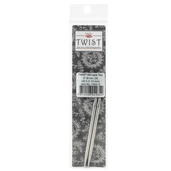 ChiaoGoo TWIST Stainless Steel Lace Tips - 3" (8 cm) [S] US 5 (3.75mm)