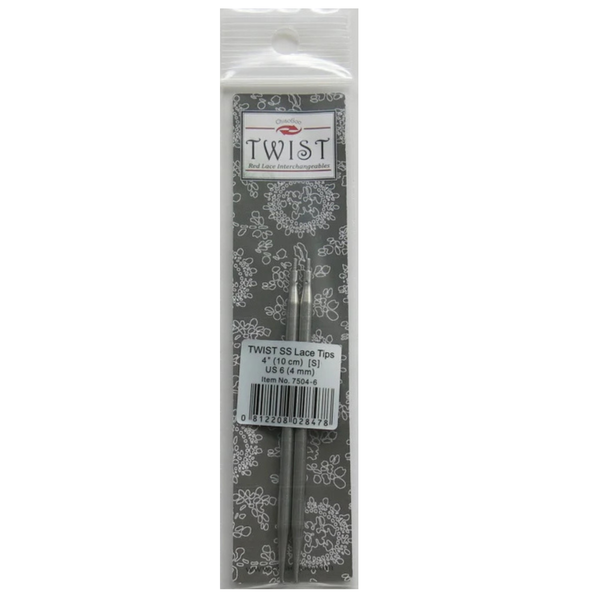 ChiaoGoo TWIST Stainless Steel Lace Tips - 4" (10cm) [S] US 6 (4mm)