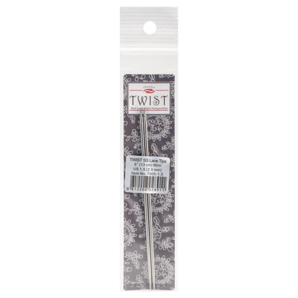 ChiaoGoo TWIST Stainless Steel Lace Tips - 5" (13cm) [M] US 1.5 (2.5mm)