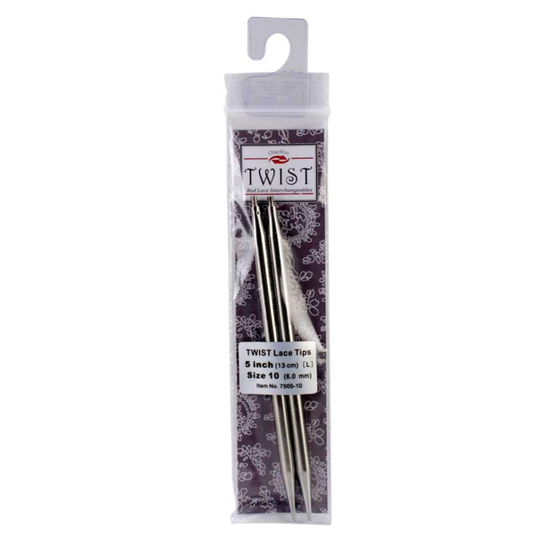 ChiaoGoo TWIST Stainless Steel Lace Tips - 5" (13cm) [L] US 10.5 (6.5mm)