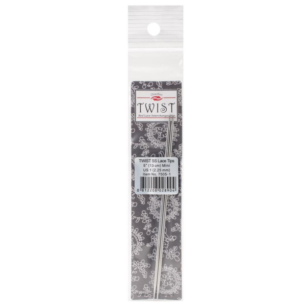 ChiaoGoo TWIST Stainless Steel Lace Tips - 5" (13cm) [M] US 1 (2.25mm)