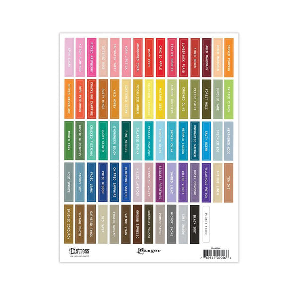 Tim Holtz Distress Ink Pad Label Sheets - White Text