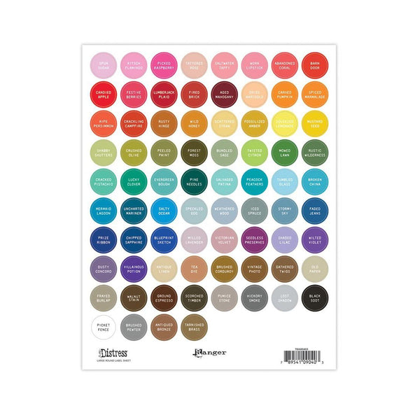 Tim Holtz Distress Large Round Label Sheets - White Text