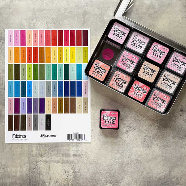 Tim Holtz Distress Mini Ink Pad Label Sheets - Black Text