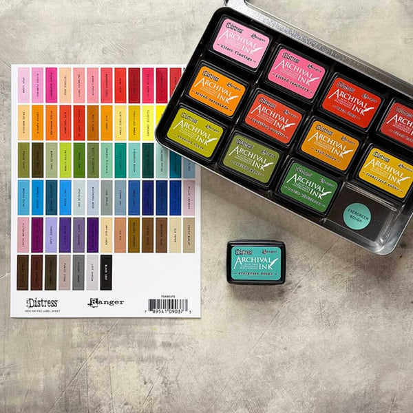 Tim Holtz Distress Mini Ink Pad Label Sheets - Black Text