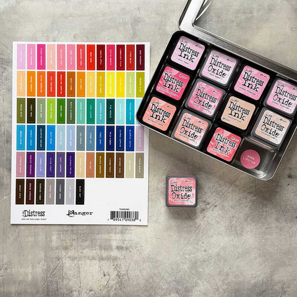 Tim Holtz Distress Mini Ink Pad Label Sheets - White Text