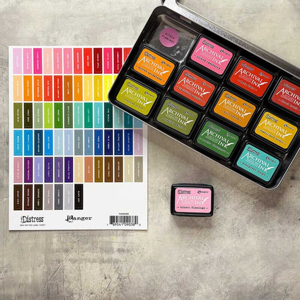 Tim Holtz Distress Mini Ink Pad Label Sheets - White Text