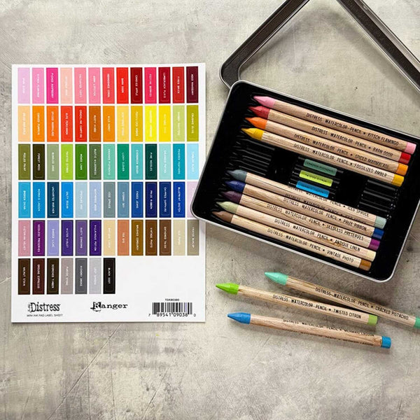 Tim Holtz Distress Mini Ink Pad Label Sheets - White Text