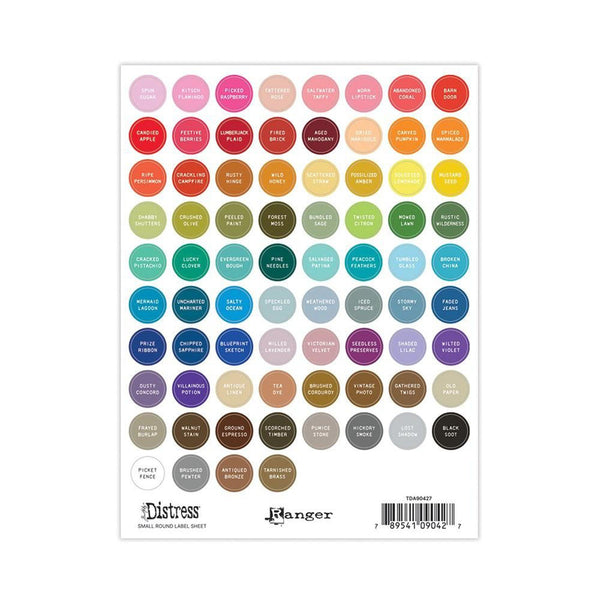 Tim Holtz Distress Small Round Label Sheets - White Text