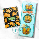 Two decorative cards with cartoon characters on a white background