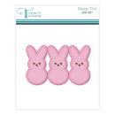 Trinity Stamps Peep-Trio die set with three pink bunny shapes on a white background.