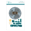 Trinity Stamps die set with fan and text design on a white background