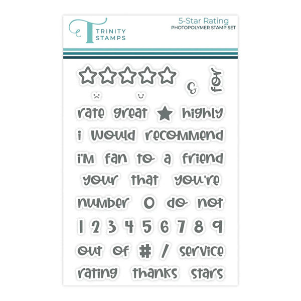 Trinity Stamps rating system stamp set on a white background