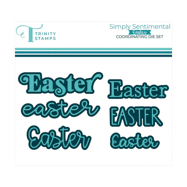 Set of 'Easter' stamps with different font styles on a white background, featuring the Trinity Stamps brand.