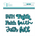 Trinity Stamps 'Faith' die set on a white background with brand logos.