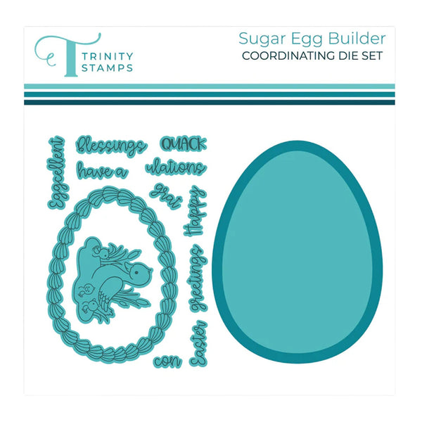 Trinity Stamps Sugar Egg Builder die set with Easter-themed elements on a white background.