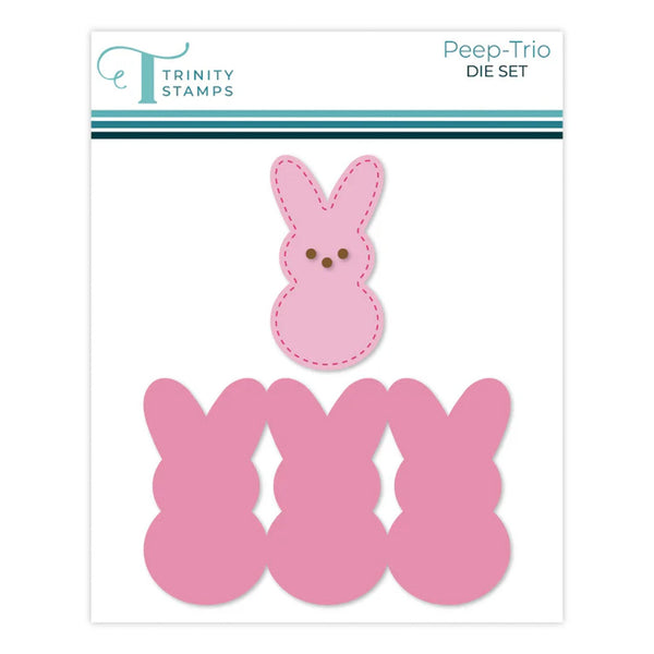 Trinity Stamps Peep-Trio die set with pink bunny shapes on a white background