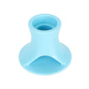 Light blue silicone cup with a unique design on a white background
