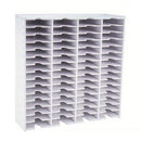 White letter tray organizer with multiple compartments on a white background