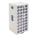 White rectangular container with circular holes on a white background