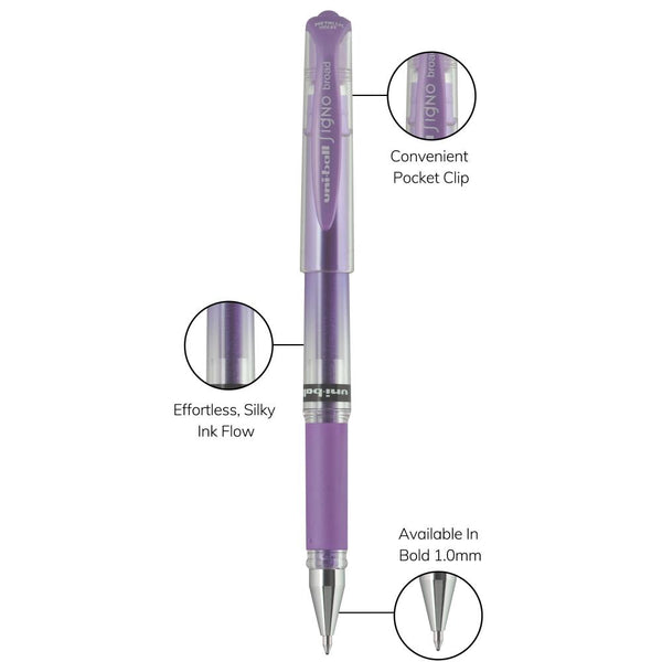 Uni-Ball Signo Metallic Bold Point Gel Impact Pens 5/Pkg Assorted Colours