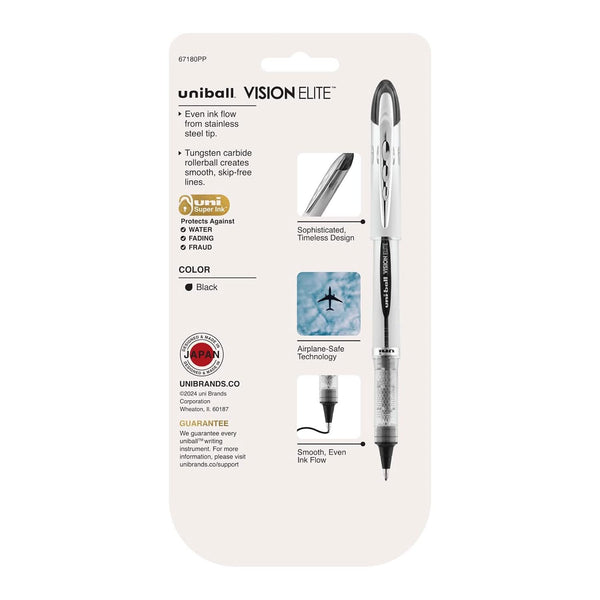 Uni-ball Vision Elite Rollerball Pens 4/Pkg Micro 0.5mm - Black