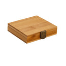 Wooden box with a metallic clasp on a white background