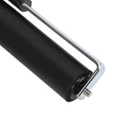 Black roller with metal handle on a white background