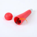 Red cone-shaped object with a smaller red ball-like object on a white background
