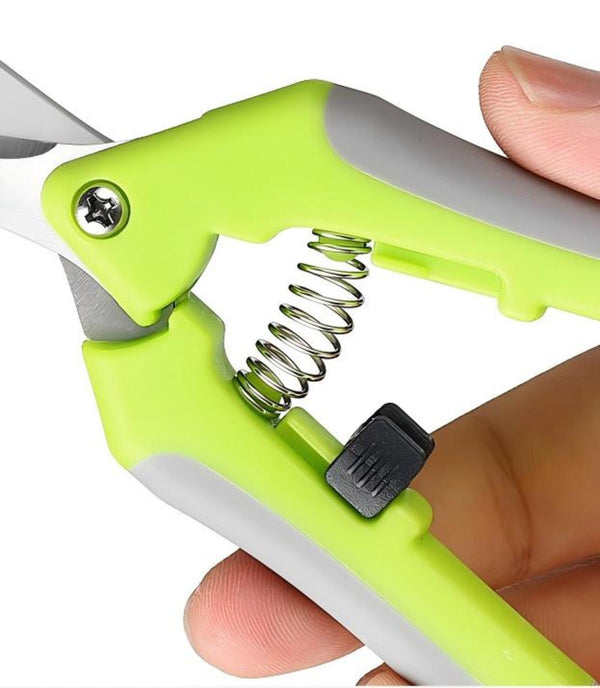 Hand holding a green and gray hand gripper