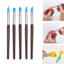 Set of five ceramic modeling tools with blue tips, used for sculpting clay.