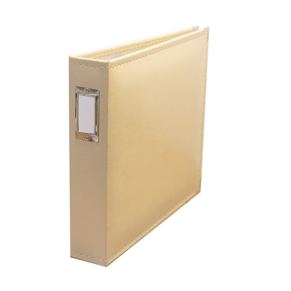 Beige ring binder on a white background