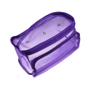 Purple transparent pouch with a zipper on a white background