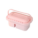 Pink plastic container with a lid on a white background