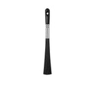 Black shoe brush with silver handle on a white background