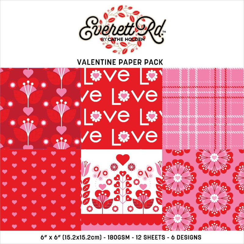 Everett Rd. Valentine Paper Pack 6"X6" Love