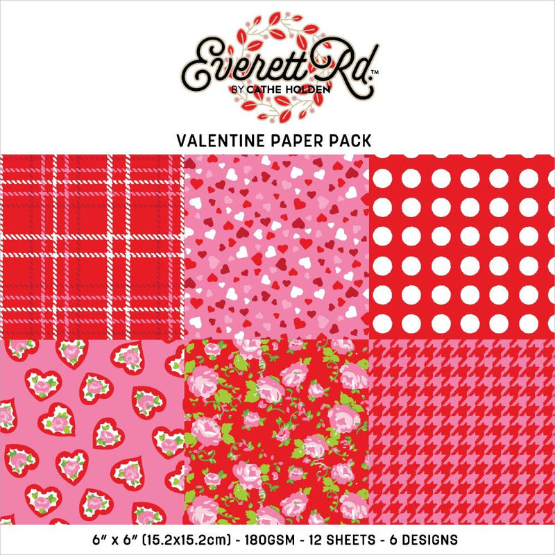 Everett Rd. Valentine Paper Pack 6"X6" Mixed Prints