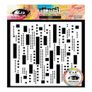 Stencil with geometric pattern on a colorful background