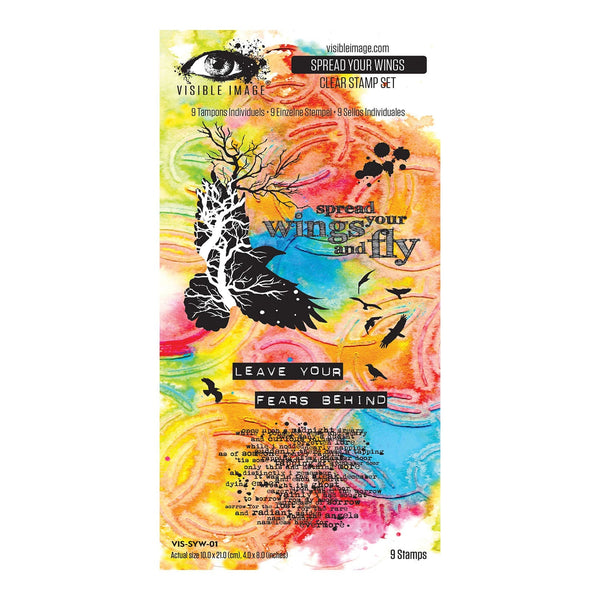 Visible Image Time To Fly 4"x8" Stamp Set - Spread Your Wings